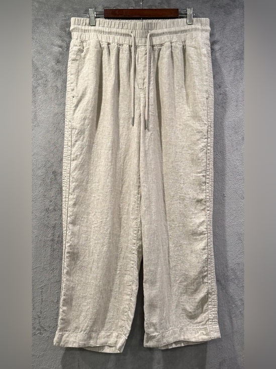 Quince Pants - Quince Wide Leg Pants Womens Large Beige 100% European Linen Relaxed Resortwear